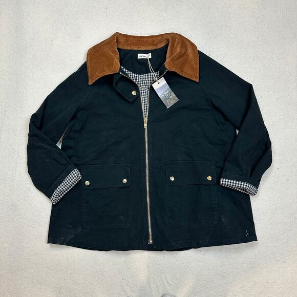 In Loom Jackets & Blazers - In Loom Vintage Wash Barn Jacket Women's Size M Black Denim Full Zip Chore Coat